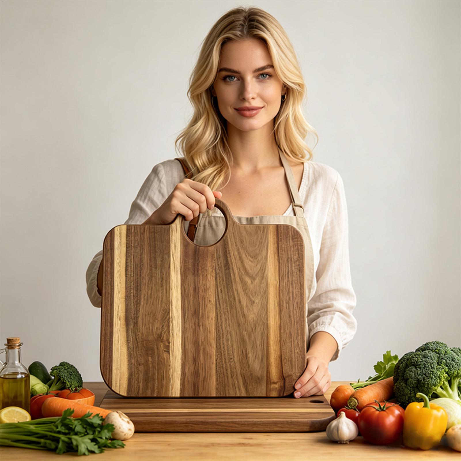Meal Prep For Cutting - キッチン用まな板 滑り止め付き 装飾的なバッグ型 大型木製まな板 家庭用カウンター バーベキュー