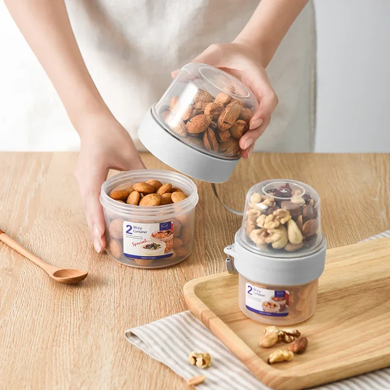 Meal Prep Oatmeal Jars - 持ち運び可能な朝食カップ、サラダカップ、ヨーグルト、シリアル、オートミール、スナック、パフェ容器、蓋とフォーク付きサラダドレッシングホルダー