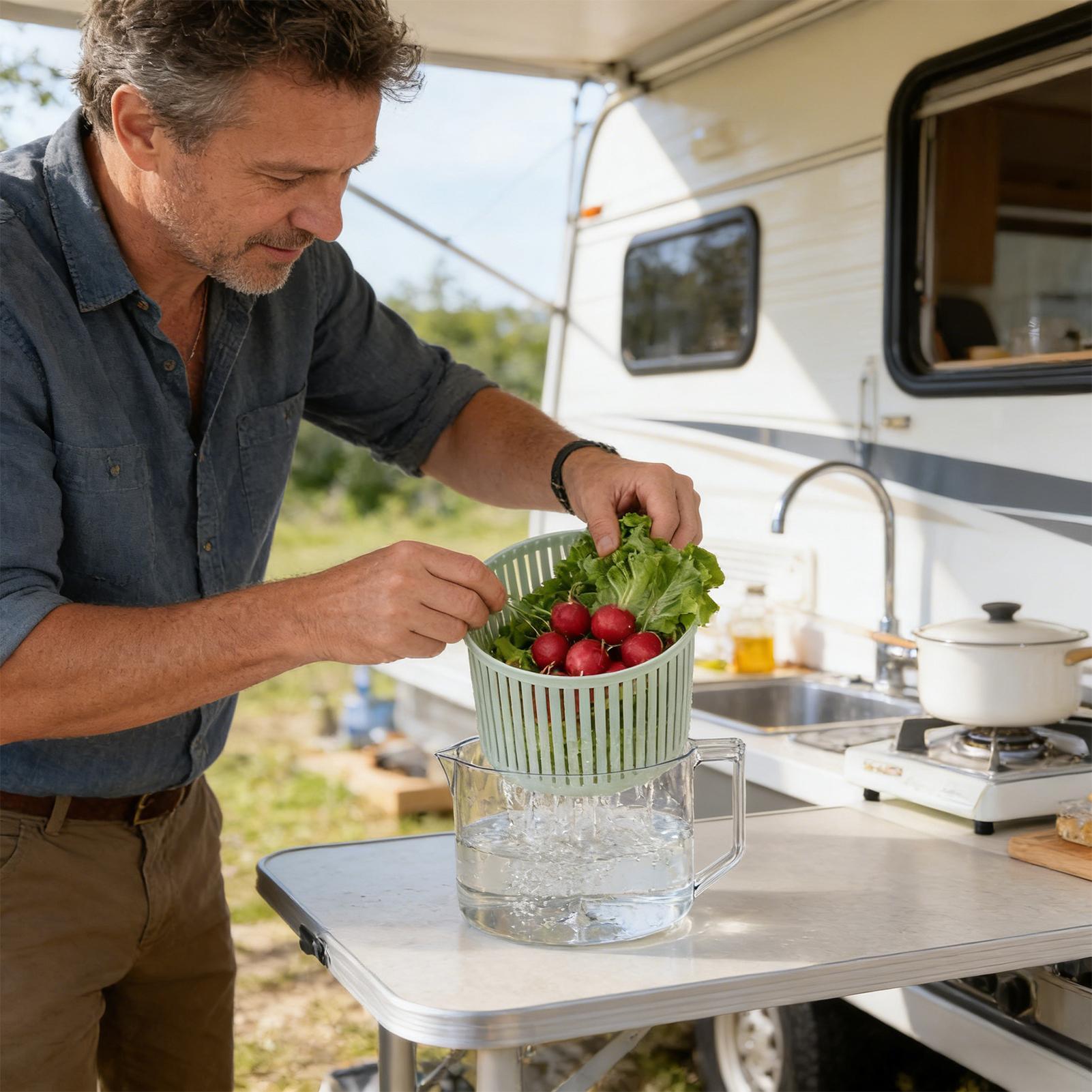 Meal Prep Manual - サラダスピナー手動野菜洗浄ボウルキッチンガジェットレタススピナーバスケット家庭用アパートキャンプピクニック食事準備用