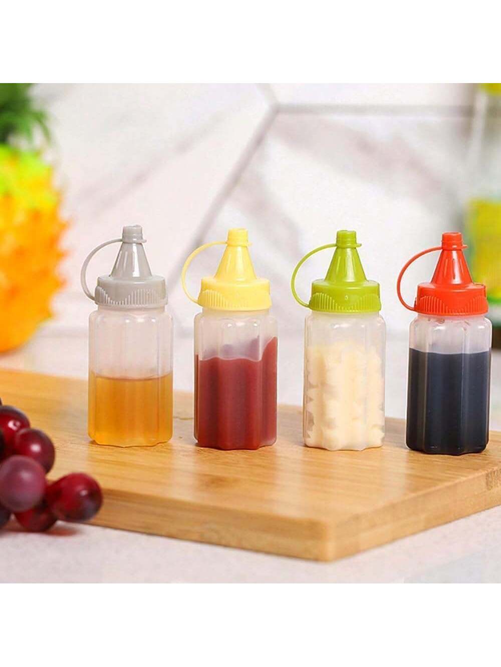 Herb Keeper Bottle - 2/4/6 個ポータブル PP ソーススクイーズボトルミニ半透明調味料瓶漏れ防止屋外キャンプピクニックバーベキュー用