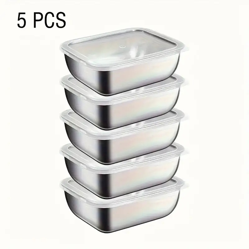 Meal Prep Chef - 5個セット ステンレス製食品保存容器、積み重ね可能な食事準備ボックス、冷蔵庫、ランチ、旅行、キッチン用