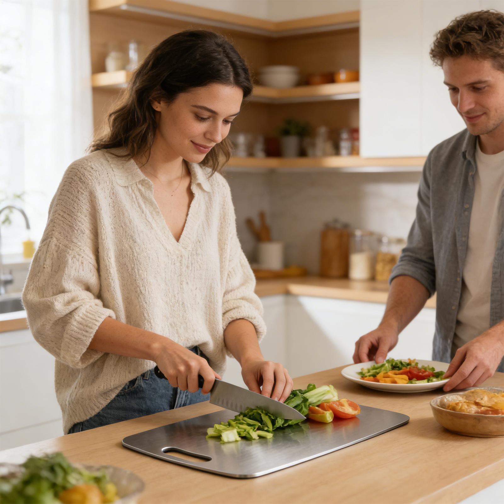 Meal Prep For Cutting - ステンレス鋼製まな板 両面キッチンツール 両面カッティングボード 食事の準備用 鶏肉 ステーキ