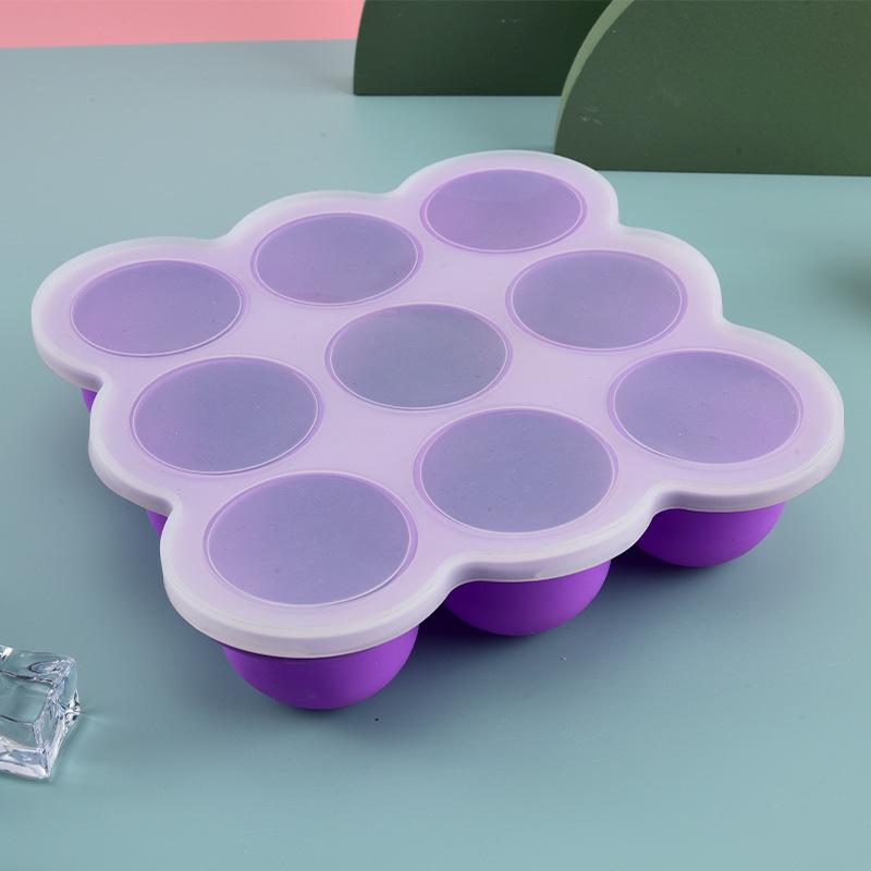 Meal Prep Freezer - ベビーフードシリコン容器 9グリッド冷凍トレイ 漏れ防止蓋 簡単リリース 自家製ピューレ保存用