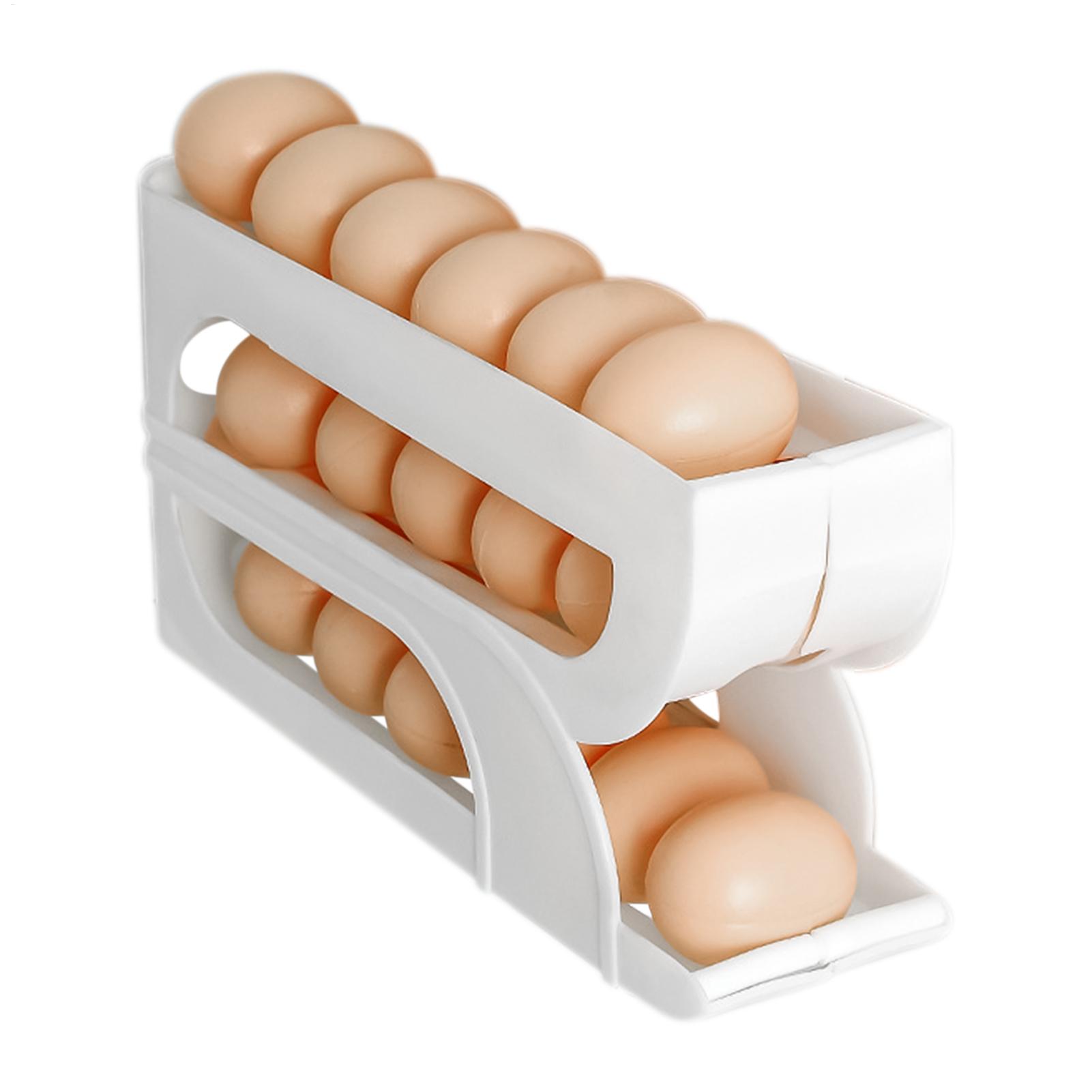 Meal Prep Egg Whites - 冷蔵庫用卵容器 3段式 自動回転卵容器ラック 食品ホルダー 食事の準備、パントリー、料理用