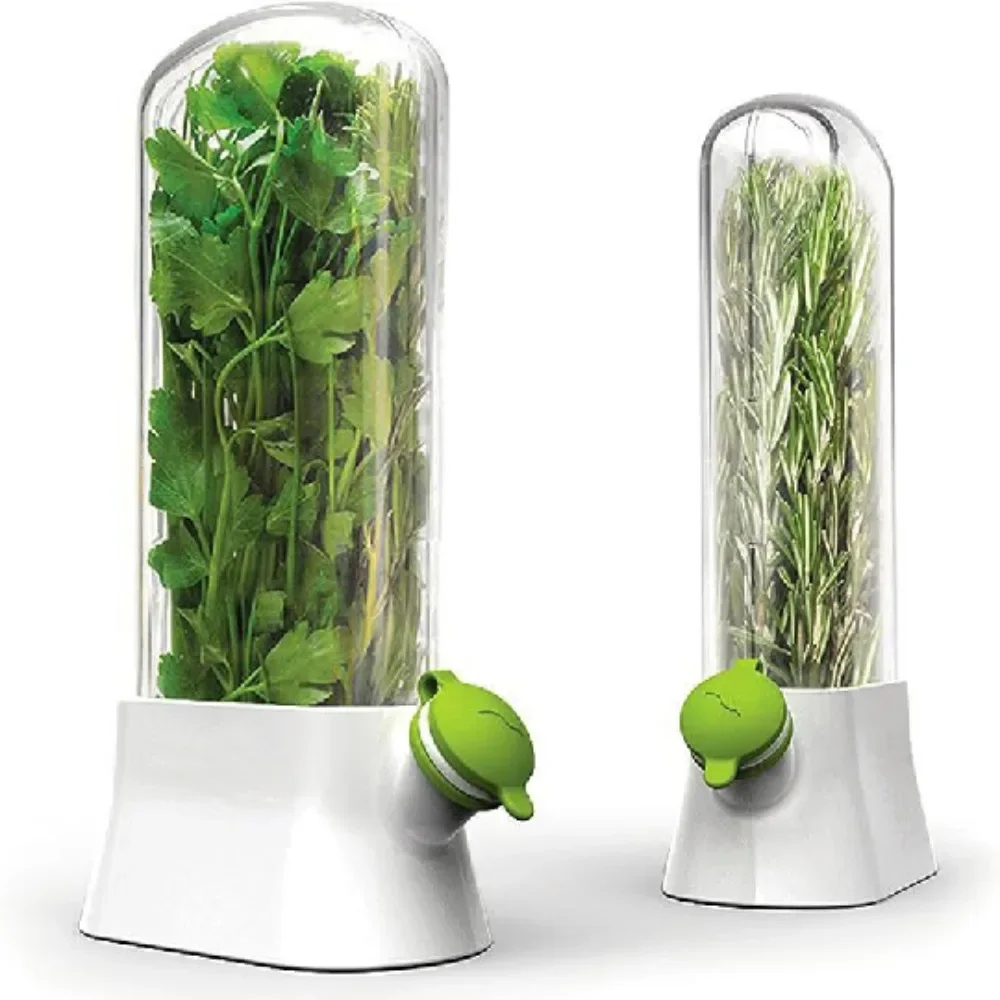 Herb Keeper Bottle - 野菜のメンテナンスボトル、ハーブセーバー、収納容器、新鮮なハーブのキーパー、キッチンの保存、コリアンダー、ミント、パレタ、シリコンバウス
