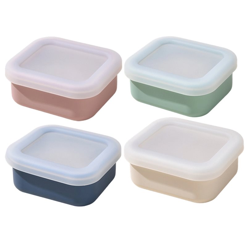 Meal Prep Freezer - AB33-4個入りシリコン製冷凍庫用型 蓋付き スープ、ソース、シチュー、ミールプレップ容器用