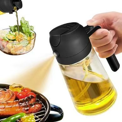 Herb Keeper Bottle - 470 ミリリットルオイルスプレー缶吊り下げオイルガラスオイルボトルスプレー兼用オイルスプレーボトル大容量プレスオイルポット