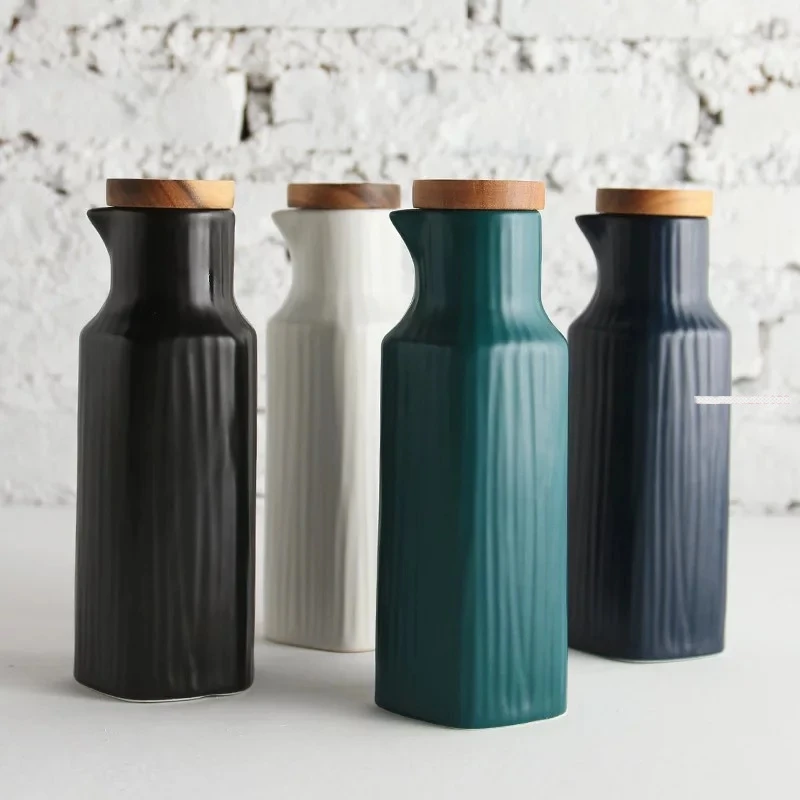 Herb Keeper Bottle - 家庭用調味料入れ 蓋付き セラミック醤油ボトル 食用油 酢 調味料入れ