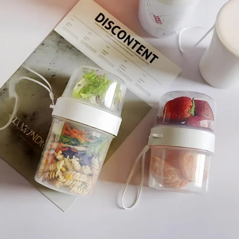 Meal Prep Oatmeal Jars - 朝食用オートミールシリアルナッツヨーグルトサラダカップシール容器セット（フォーク、ソースカップ、蓋、弁当箱、フードテイパー、ボウル、ランチボックス付き）