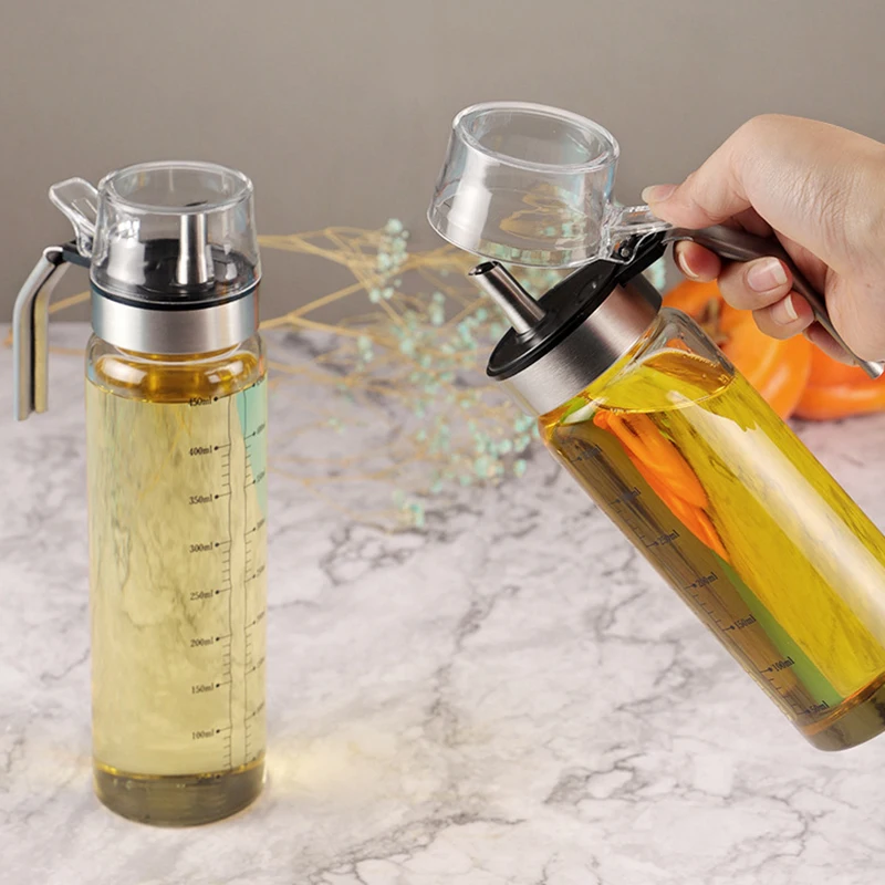 Herb Keeper Bottle - 304ステンレス鋼ハンドル調味料ボトルガラス製保存容器オイル、ビネガー、スパイス用キッチン調味料ボトル