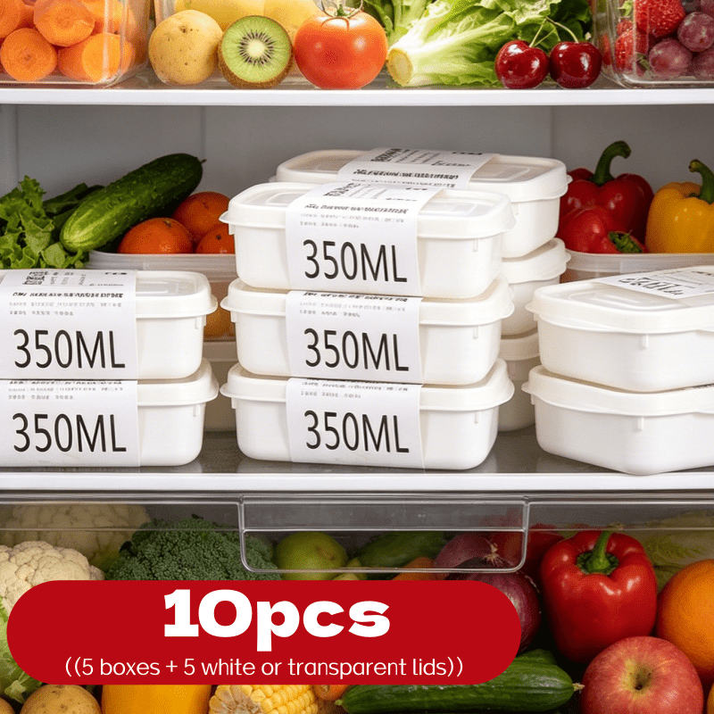 Meal Prep Freezer - 10個入り再利用可能スタッカブル食品保存容器セット 5つの容器+5つのランダムカラー蓋 小分け冷凍容器 ランチ弁当箱