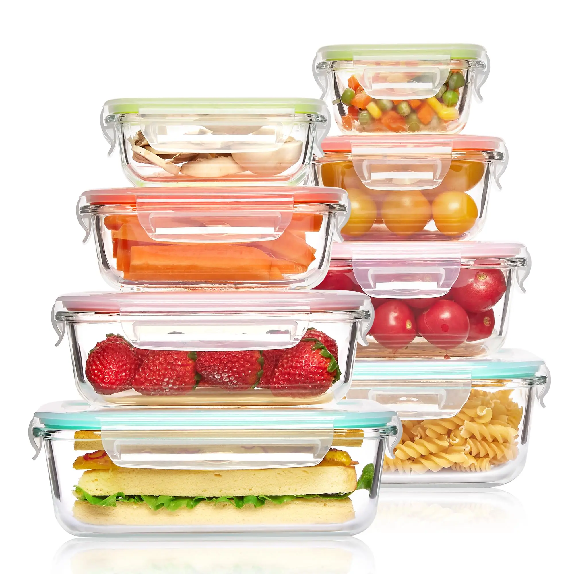 Meal Prep Freezer - ガラスランチボックス食品保存容器、食事の準備、気密弁当箱、電子レンジ、オーブン、冷凍庫、食器洗い機用、BPAフリー