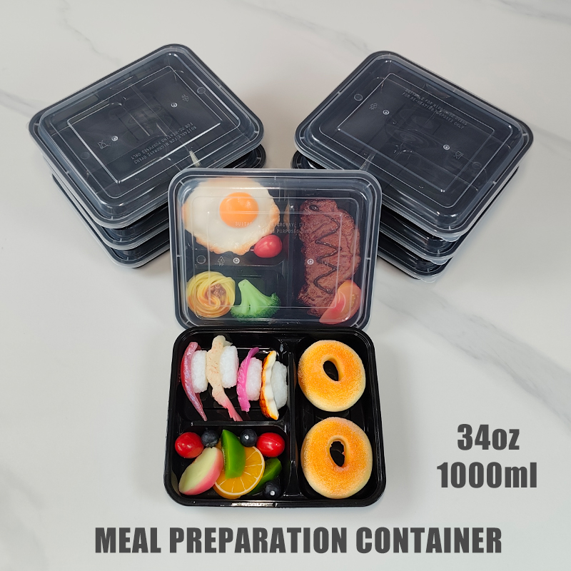 Meal Prep Freezer - 3コンパートメント 34オンス/1000ml、12/35個入り、漏れ防止食事準備容器、個別の食品容器、積み重ね可能、電子レンジ/冷凍庫/食器洗い機対応、オフィスランチ、学校ランチ/ピクニック/ジム/サイクリング/スナック/フルーツ/旅行に最適