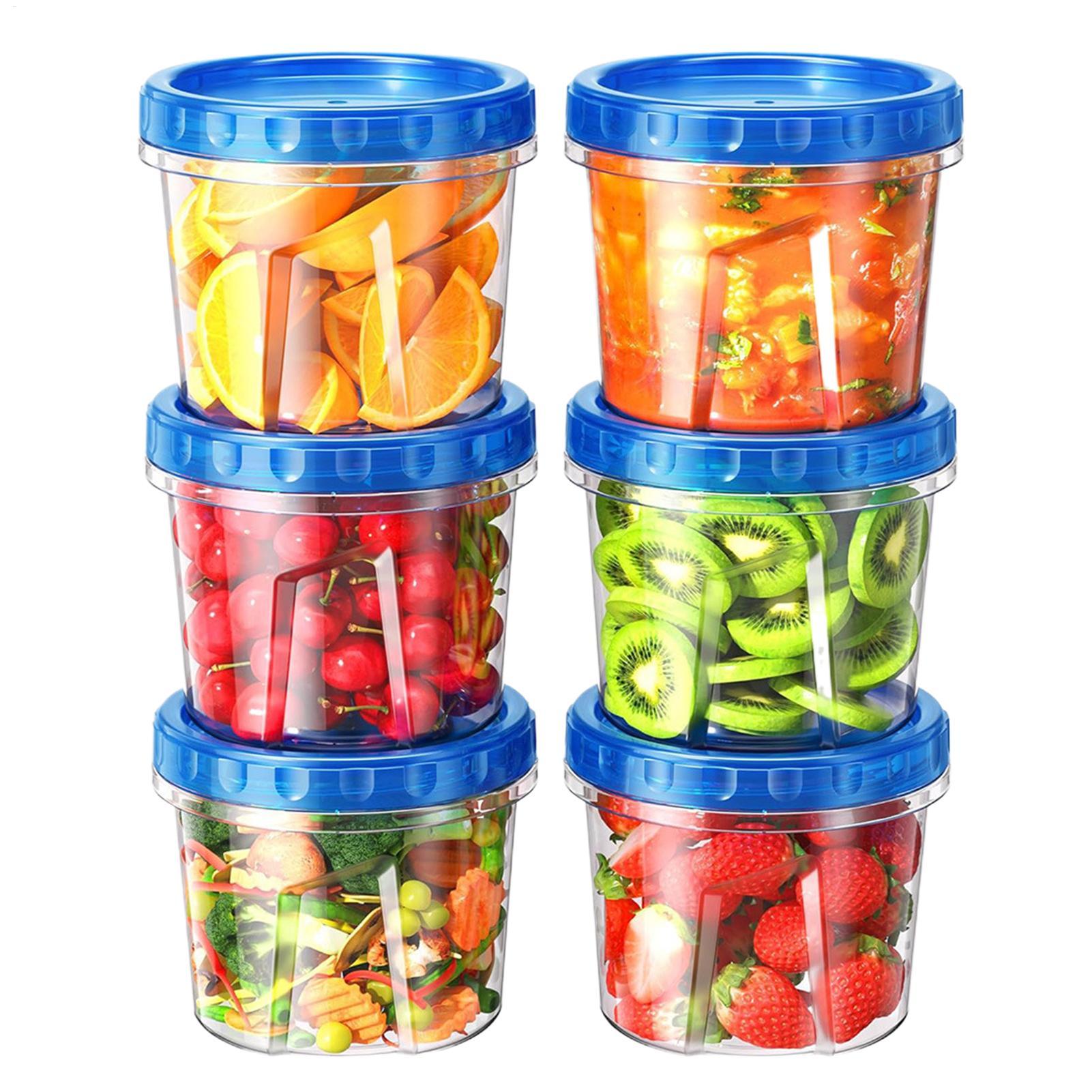 Meal Prep Freezer - 冷凍庫保存容器 16オンス 6個入り スタッカブルミールプレップボックス 蓋付き 小型ミールプレップ容器