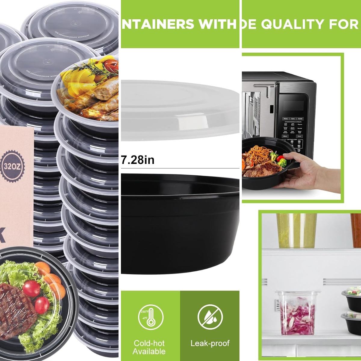 蓋付きミールプレップ容器 - 50個入り 32オンス ミール - Meal Prep Freezer のレビューと価格