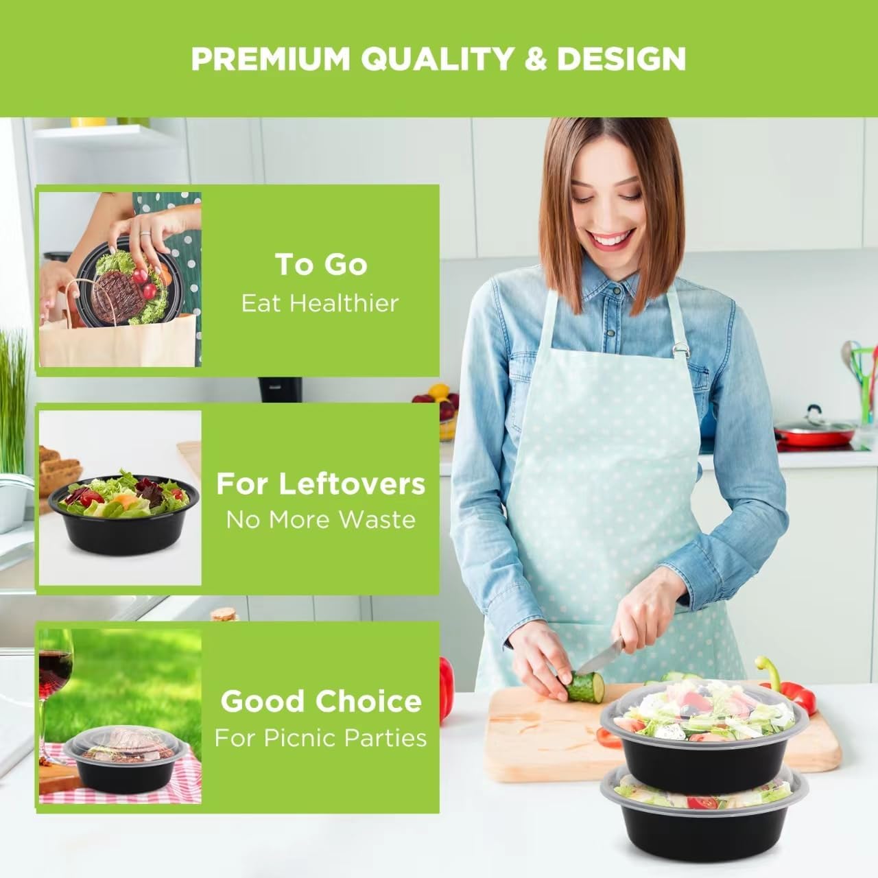 蓋付きミールプレップ容器 - 50個入り 32オンス ミール - Meal Prep Freezer のレビューと価格