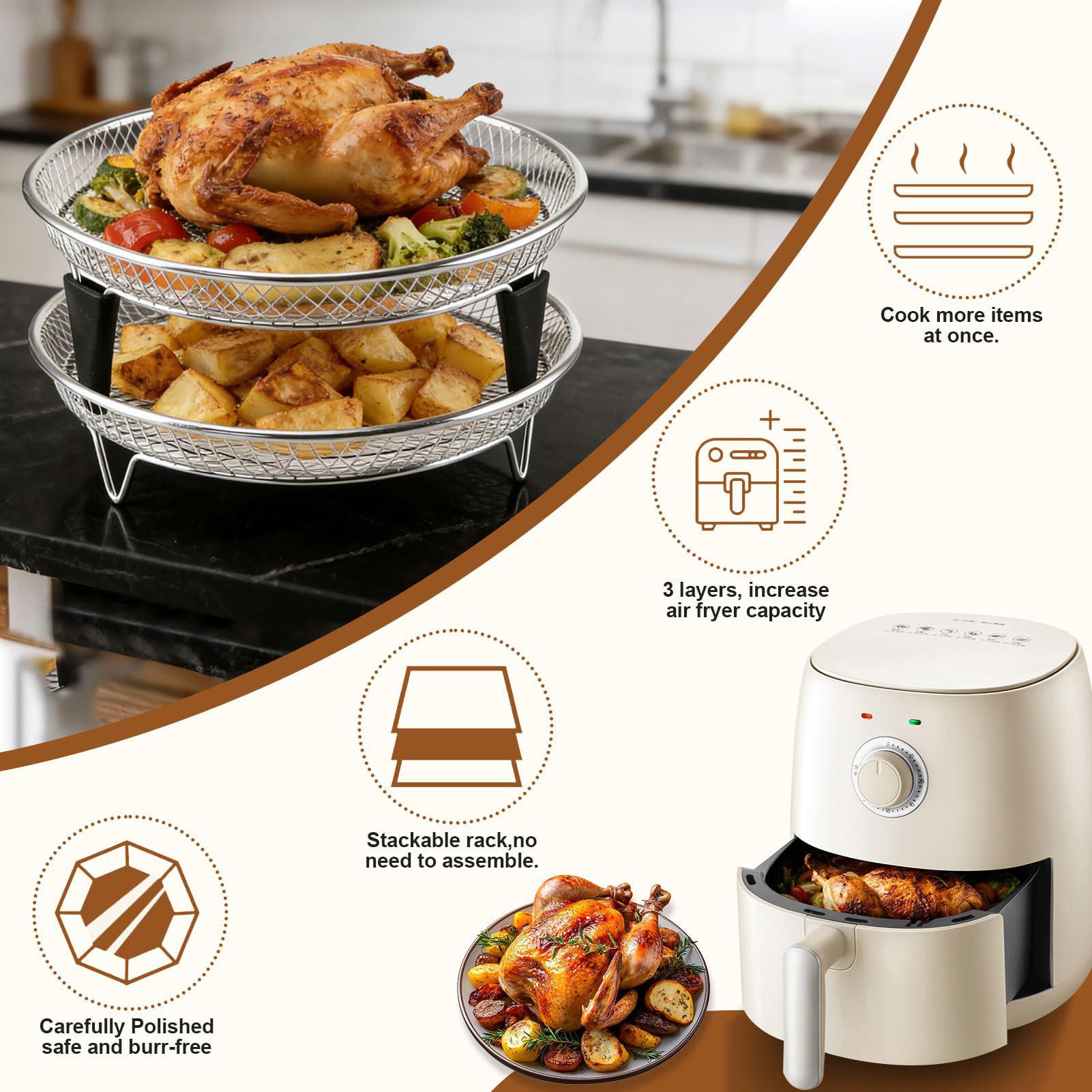 エアフライヤーバスケット ステンレススチール製スタッカブルト - Meal Prep Chef のレビューと価格