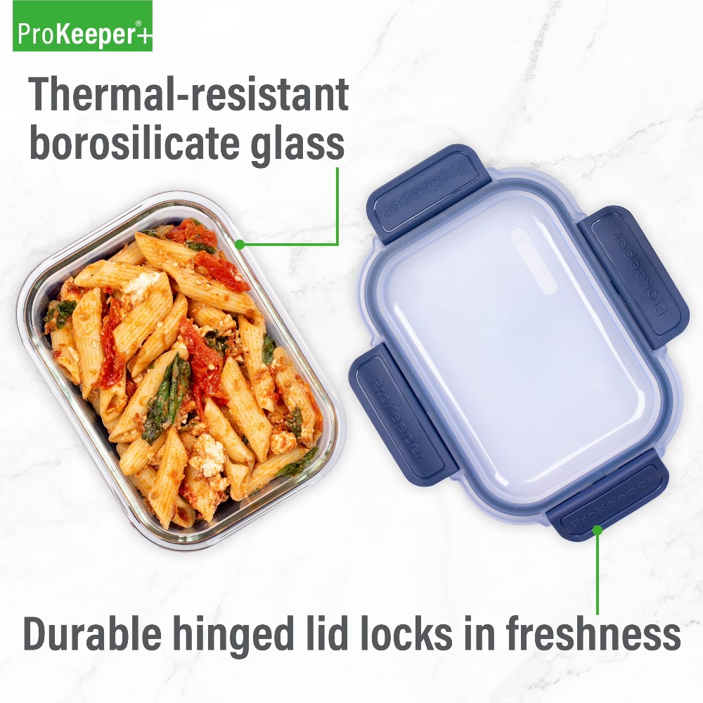2.8カップガラス製食品保存容器、シリコンベースと気密ロック - Meal Prep Freezer のレビューと価格