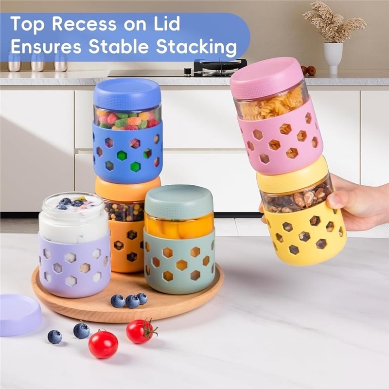 ABUI-ガラス瓶、気密蓋付き、広口ミールプレップジャー1セ - Meal Prep Oatmeal Jars のレビューと価格