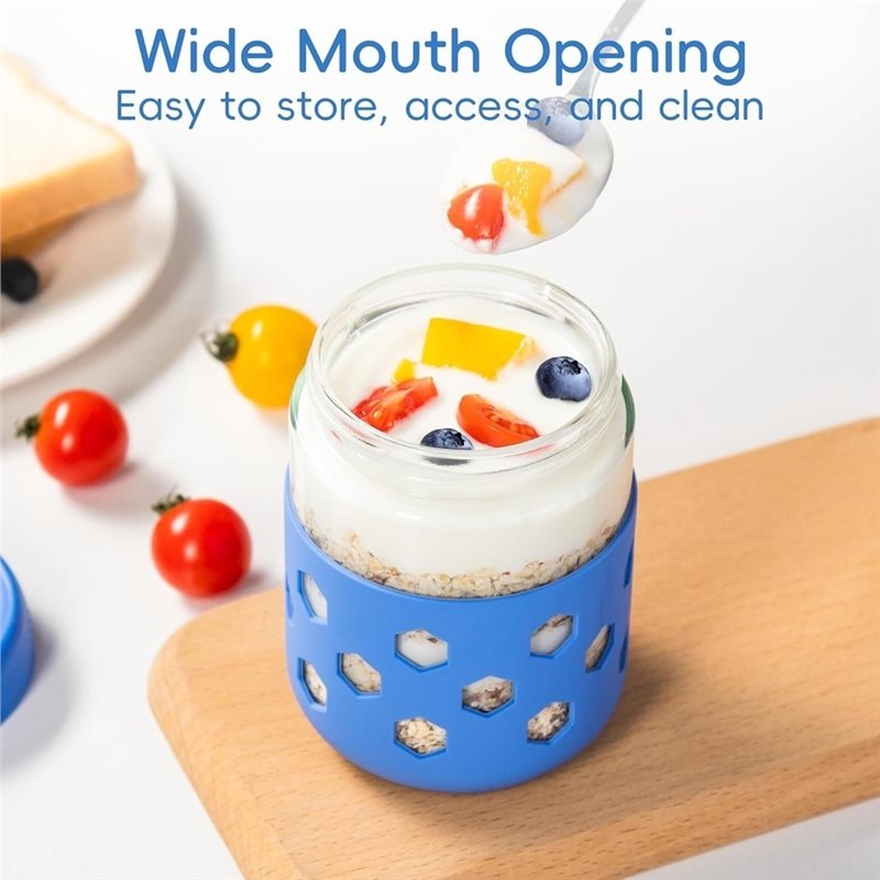 B08B-ガラス製ジャー、気密蓋付き、広口ミールプレップジャ - Meal Prep Oatmeal Jars のレビューと価格