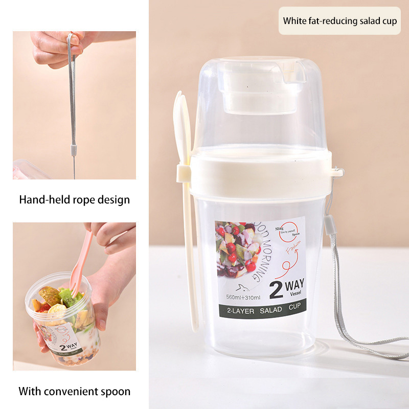 持ち運び可能な朝食サラダカップ 蓋とフォーク付き ヨーグルト - Meal Prep Oatmeal Jars のレビューと価格