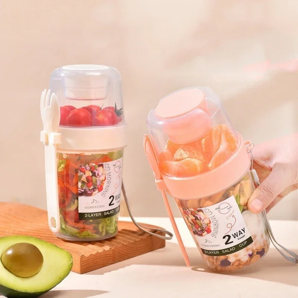 ポータブルサラダカップ朝食カップ食品分層ヨーグルトシリアルオ - Meal Prep Oatmeal Jars のレビューと価格