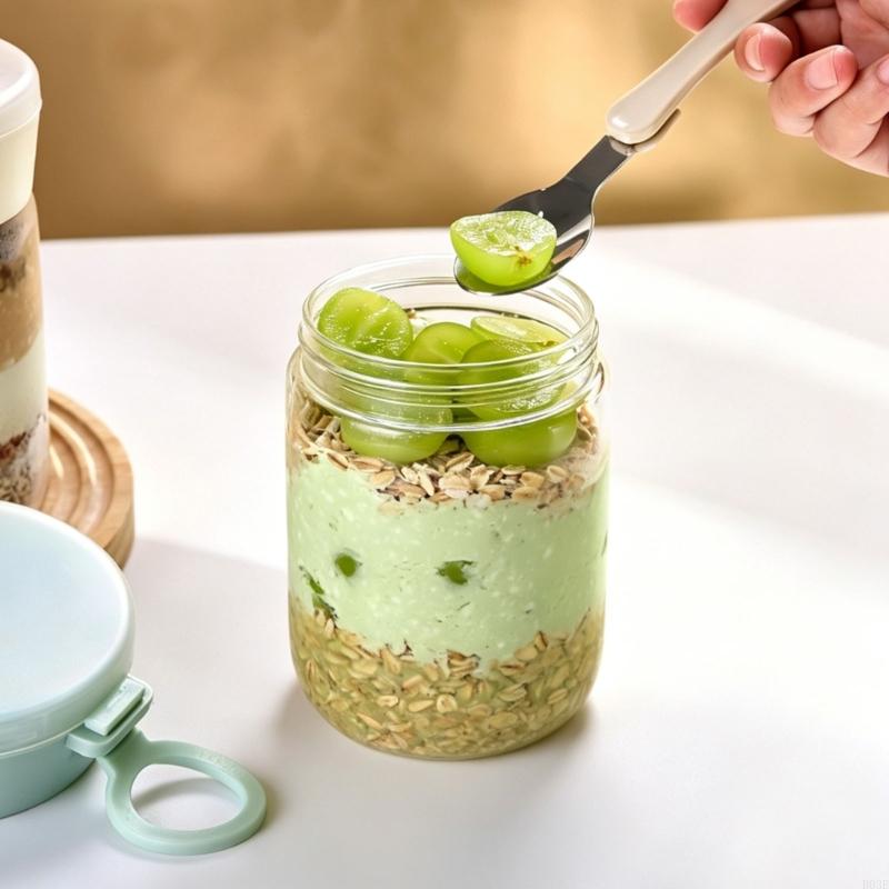 オーバーナイトオート麦コンテナ 蓋付き 20オンス オーバー - Meal Prep Oatmeal Jars のレビューと価格
