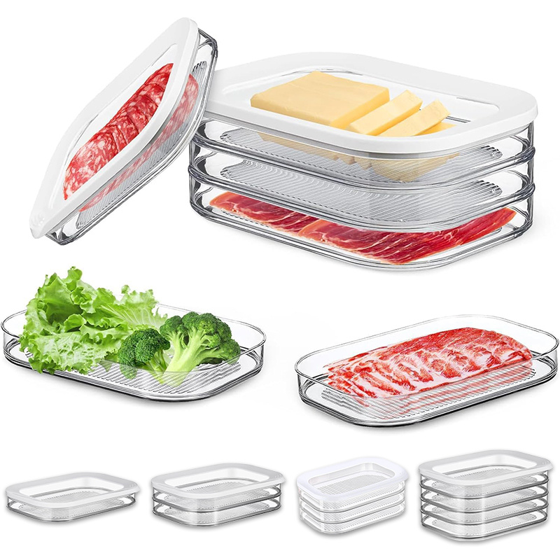 透明な蓋付きスタッカブル冷蔵庫用肉保存容器、冷蔵庫オーガナイ - Meal Prep For Cutting のレビューと価格