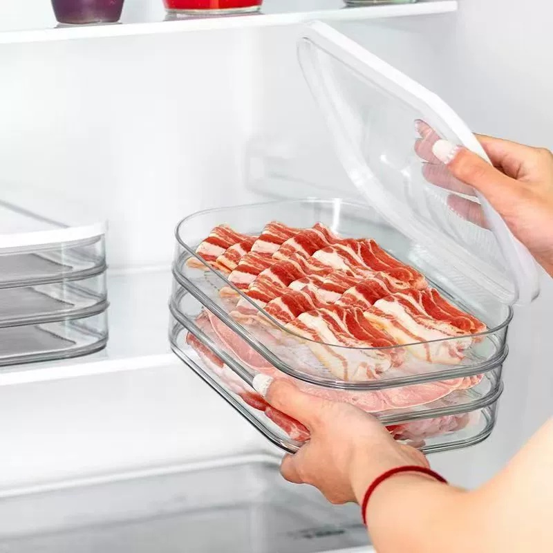 透明な蓋付きスタッカブル冷蔵庫用肉保存容器、冷蔵庫オーガナイ - Meal Prep For Cutting のレビューと価格