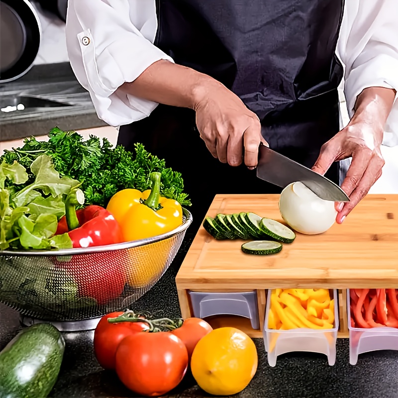 竹製まな板と容器付き - 取り外し可能な蓋付きキッチンボード - Meal Prep For Cutting のレビューと価格