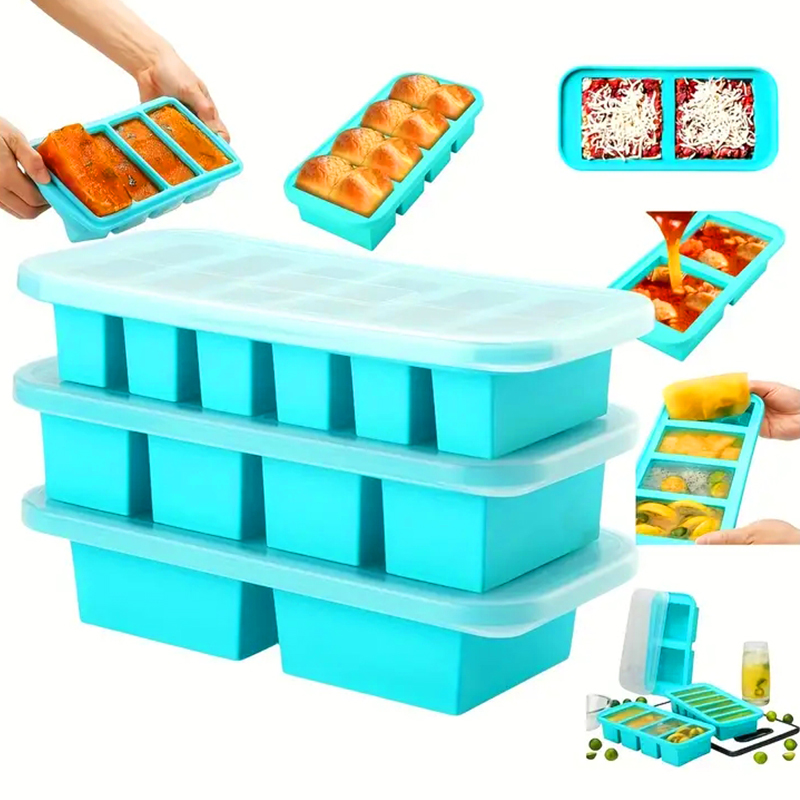 蓋付きシリコン製冷凍トレイ型（2個または3個）、保存容器、ス - Meal Prep Chef のレビューと価格