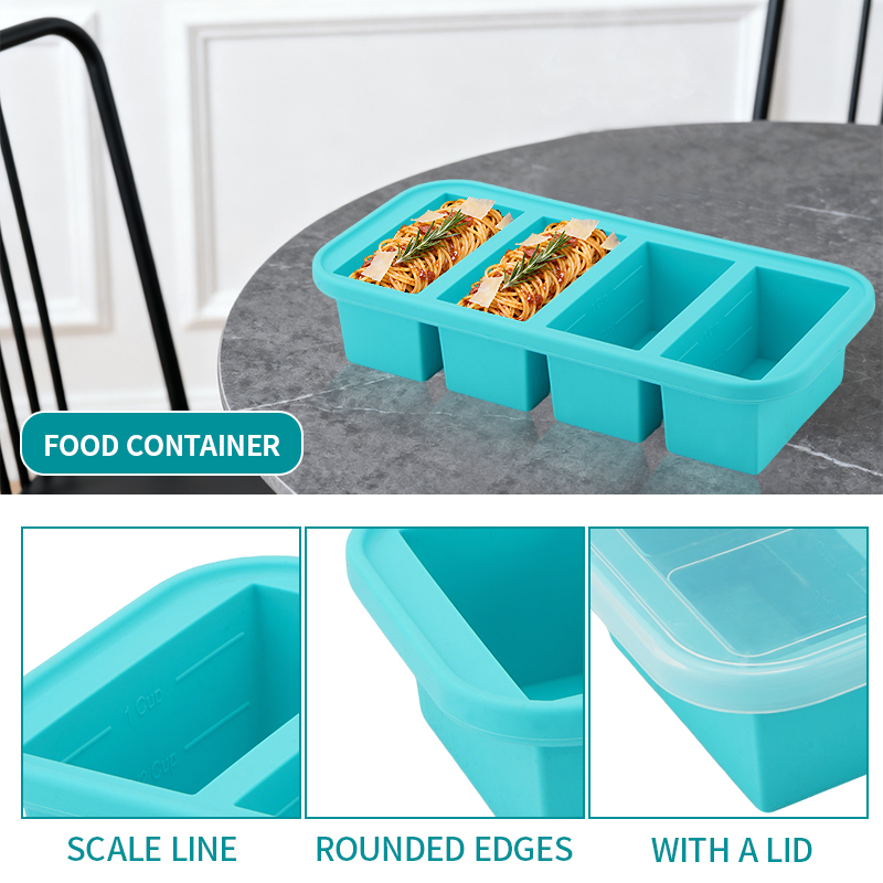 蓋付きシリコン製冷凍トレイ型（2個または3個）、保存容器、ス - Meal Prep Chef のレビューと価格