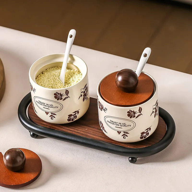 レトロ高級セラミック調味料入れセット キッチン家庭用円筒形調 - Herb Keeper Bottle のレビューと価格