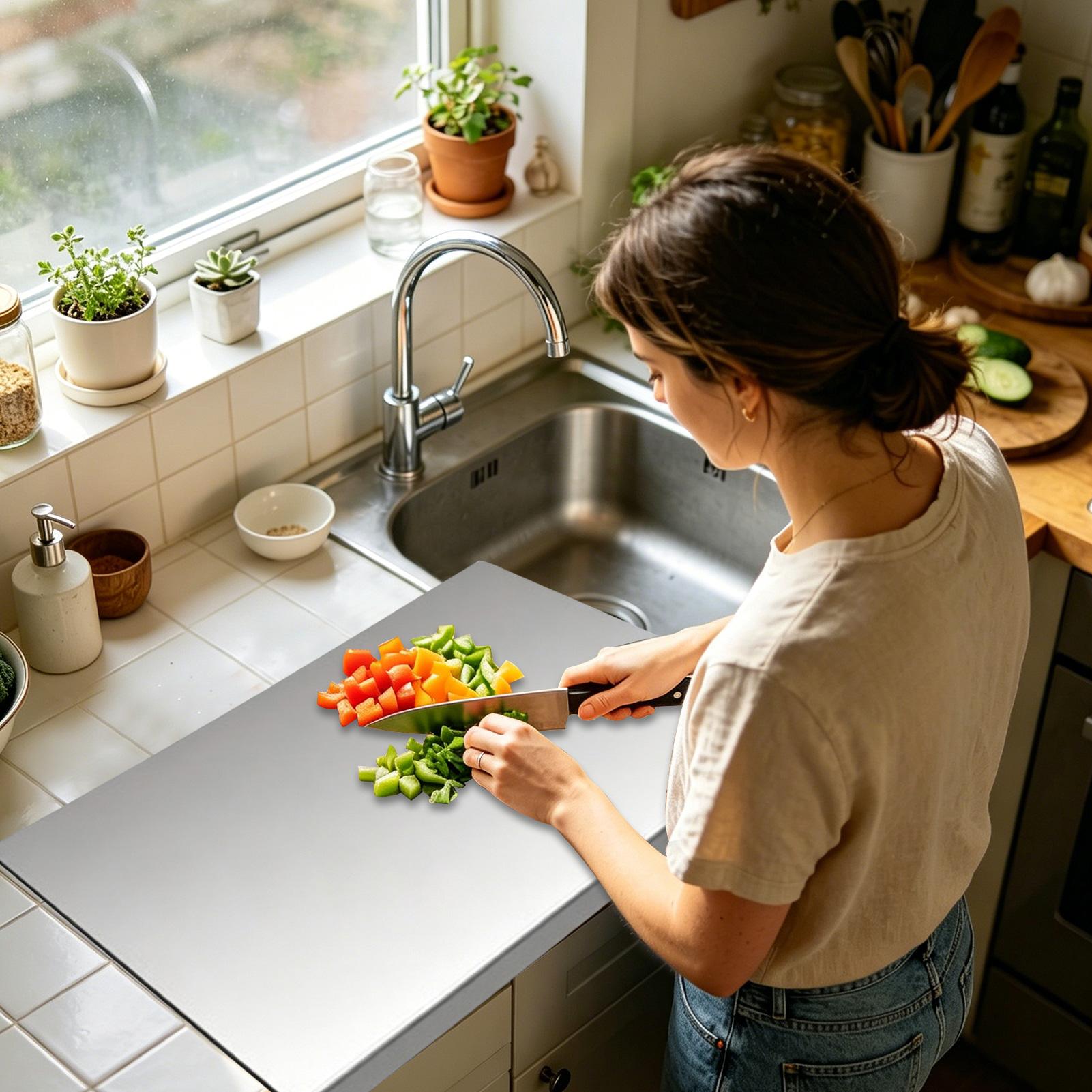 ステンレス鋼のキッチンまな板、滑り止め加工、お手入れ簡単、家 - Meal Prep For Cutting のレビューと価格