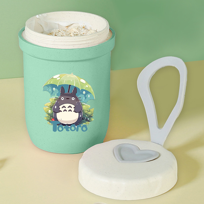 トトロ女性男性用ポータブル朝食カップ多機能ボトル水オートミー - Meal Prep Oatmeal Jars のレビューと価格