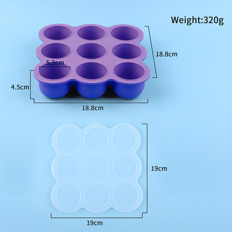 ベビーフードシリコン容器 9グリッド冷凍トレイ 漏れ防止蓋  - Meal Prep Freezer のレビューと価格