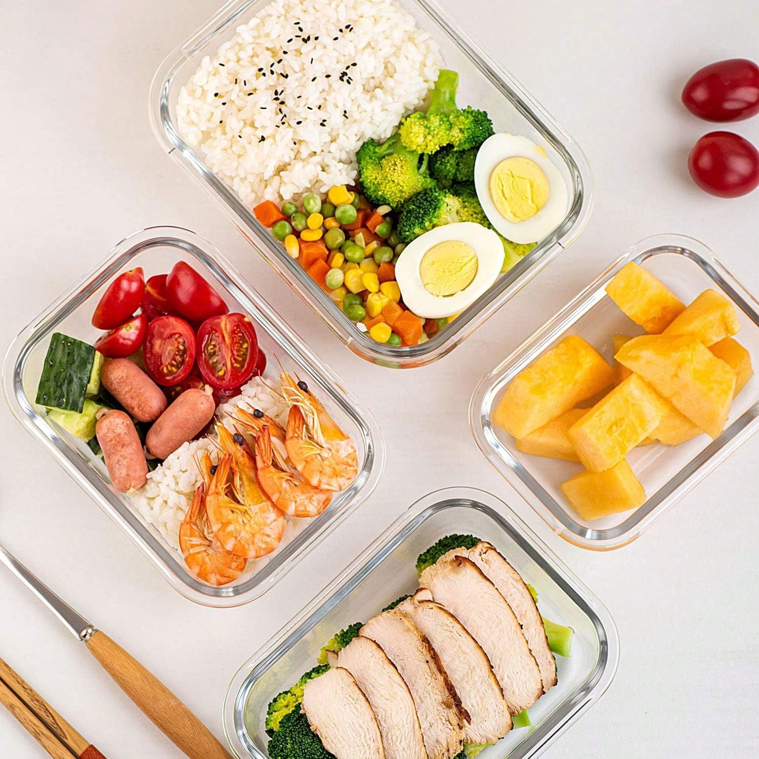 10個入りガラス製ミールプレップ容器、蓋付き食品保存容器、気 - Meal Prep Freezer のレビューと価格