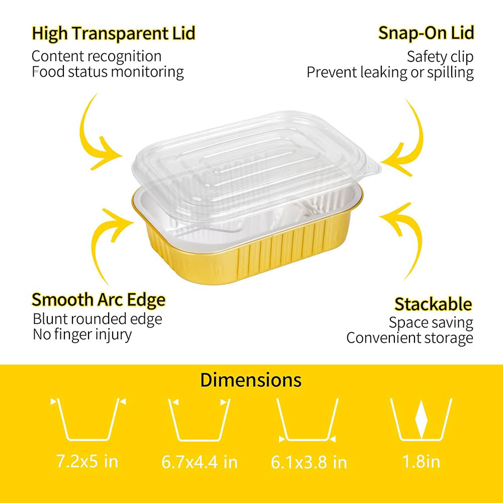 蓋付き小型アルミパン、頑丈なアルミホイル食品容器、使い捨てア - Meal Prep Freezer のレビューと価格