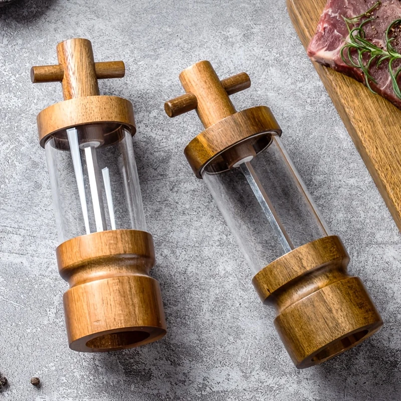 アカシア材製手動ブラックペッパーグラインダー、粗さ調整可能、 - Herb Keeper Bottle のレビューと価格