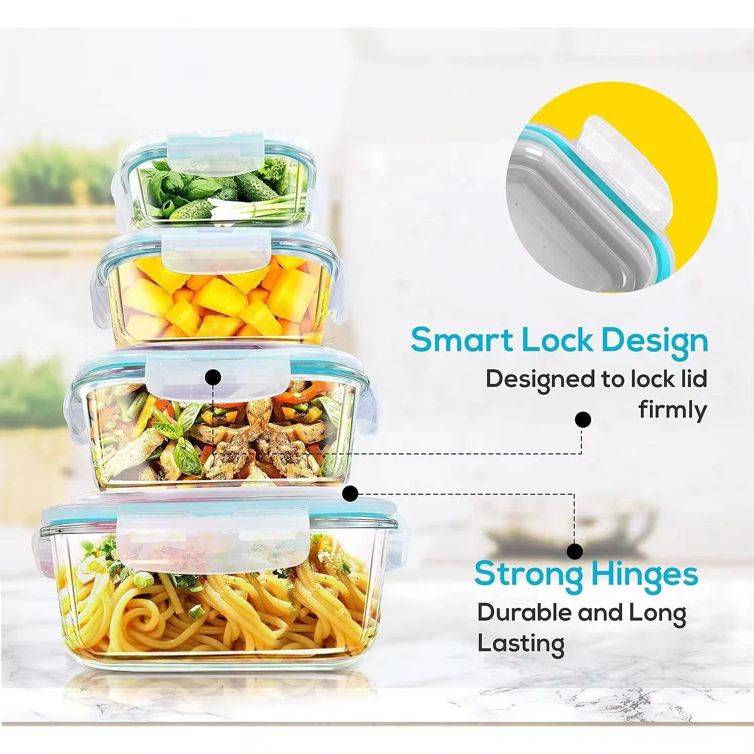 ガラスランチボックス食品保存容器、食事の準備、気密弁当箱、電 - Meal Prep Freezer のレビューと価格