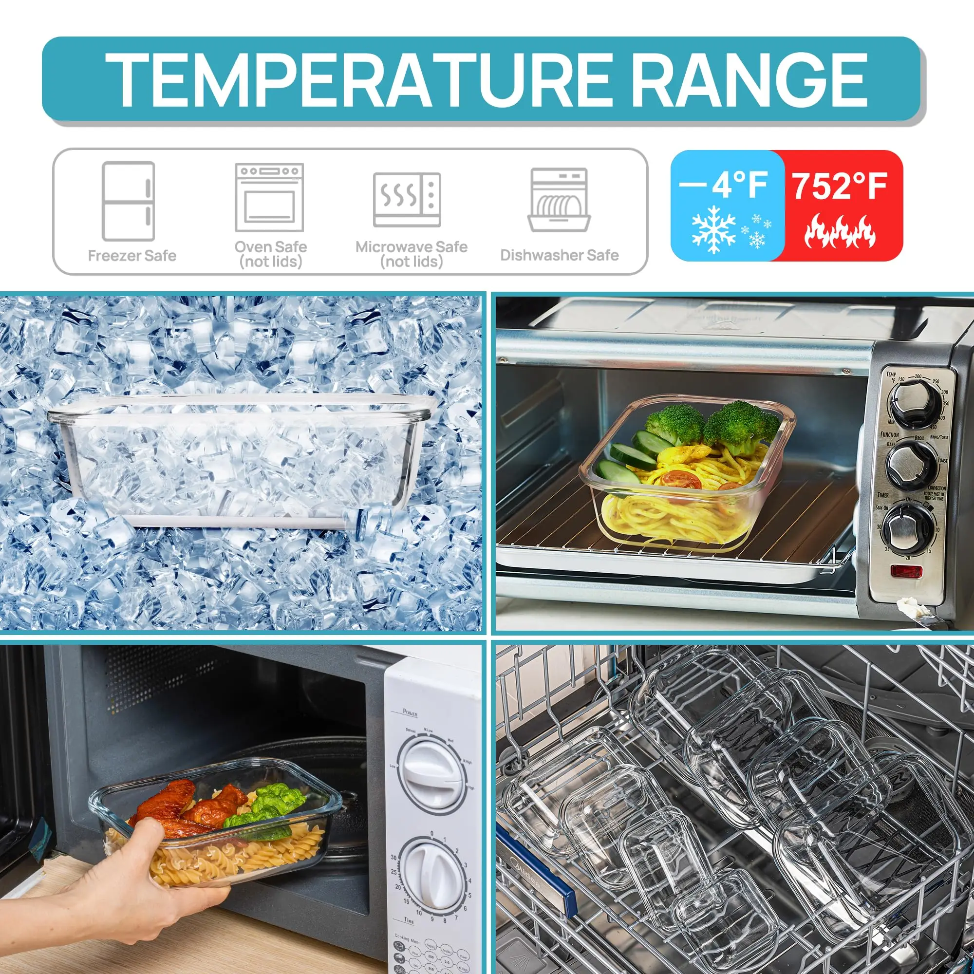 ガラスランチボックス食品保存容器、食事の準備、気密弁当箱、電 - Meal Prep Freezer のレビューと価格