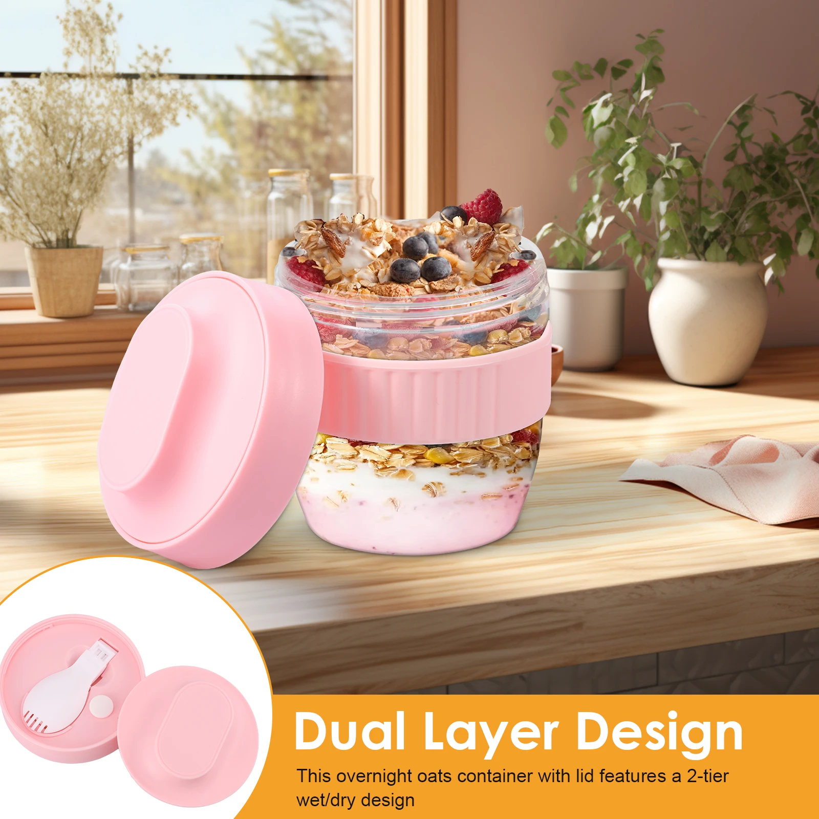 二層構造のオーバーナイトオーツ容器、蓋とスプーン付き、再利用 - Meal Prep Oatmeal Jars のレビューと価格